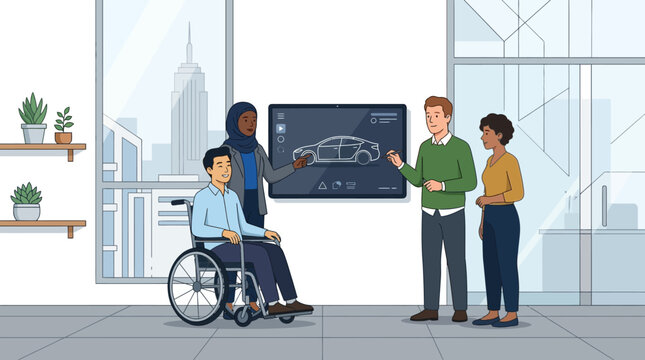 Diverse group with disability.