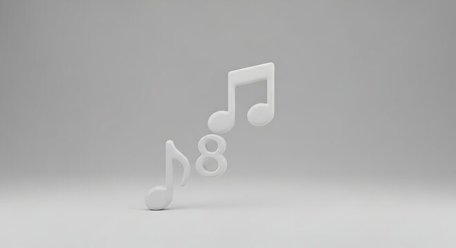 Digital Music Notes Floating on Gray Background Creative Music Illustration.