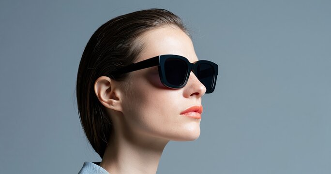 Profile of woman wearing black sunglasses