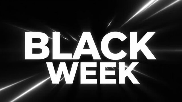 Black Week promotional text with dynamic white light streaks