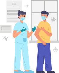 Obraz premium Medical worker administering a shot to a patient as part of a healthcare campaign