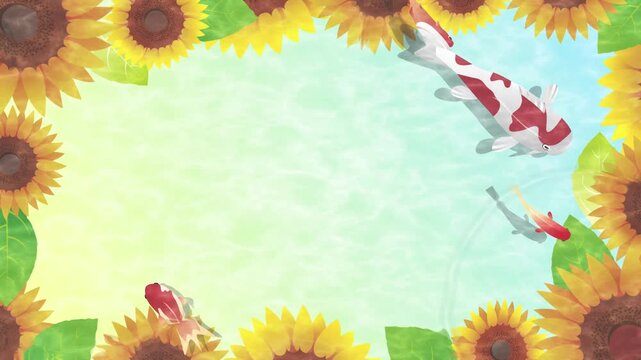 夏の涼しい和風ひまわり背景