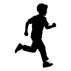 Obraz premium Silhouette of a Child Running Fast Outdoors.