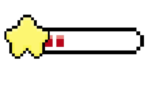 Pixel art star progress bar graphic, an illustrative interface concept for retro video games, signaling player achievement and skill advancement in digital entertainment