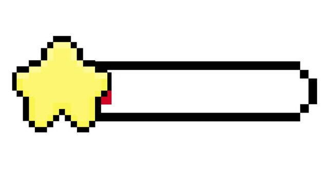 Vibrant retro pixel art star progress bar indicator graphic element, classic 8-bit game interface design concept for achievements or loading status visualization