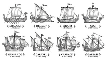 Historical Sailing Ships: Viking, Medieval, Renaissance Naval Vessels Collection © Reza