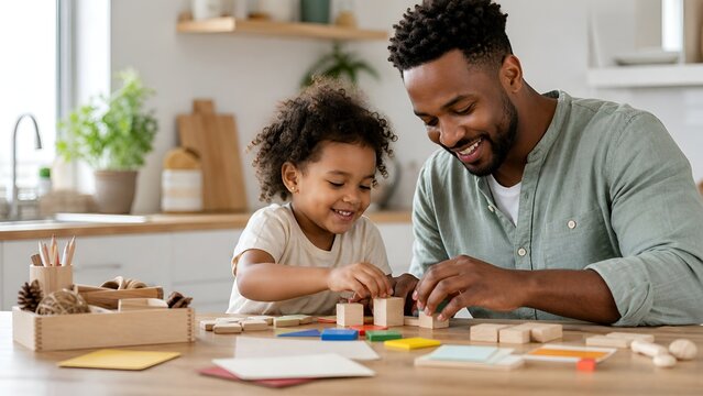 Parenting education occurs in a home setting with a parent and child engaged in play and learning activities together