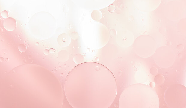 Abstract Pink water bubbles essential oil beauty collagen Serum Repair cell background.