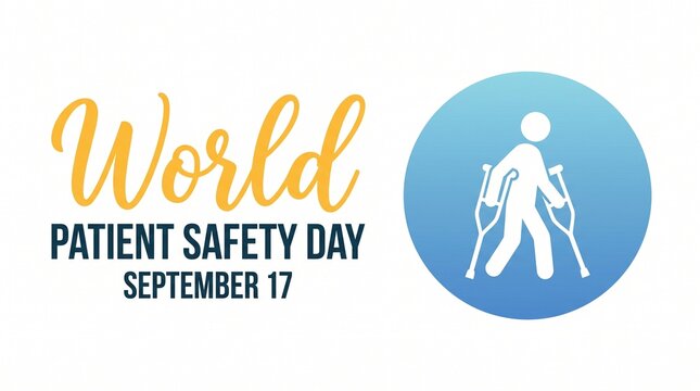 World patient safety day awareness poster with crutches icon hospital crutches