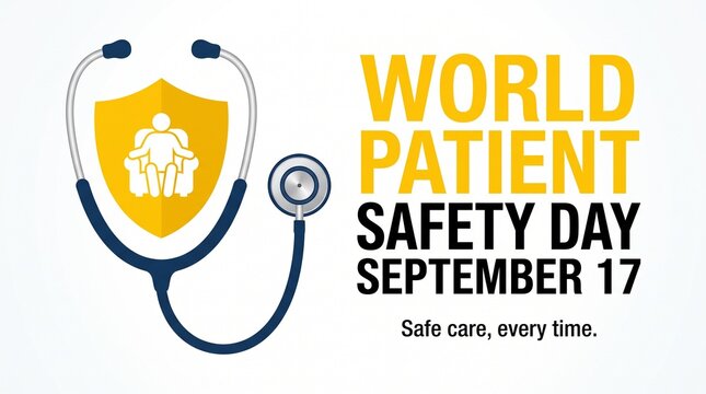 World patient safety day september 17 medical stethoscope shield with healthcare