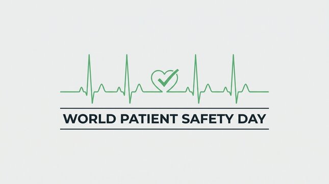 World patient safety day concept with heartbeat pulse and shield, heartbeat