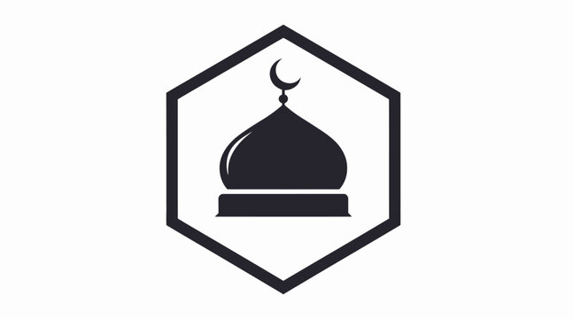 Islamic Dome Icon & Crescent Moon Symbol - Mosque Architecture and Faith Graphic