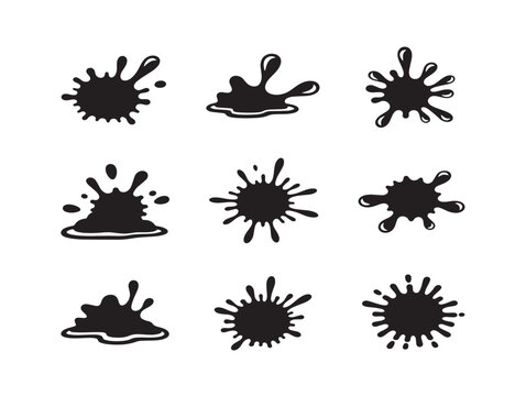 Collection of black mud splatter shapes isolated on a white background vector