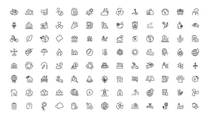 Fototapeta premium Environment and nature linear icons collection.simple outline icons collection, Pixel Perfect icons, Simple vector illustration