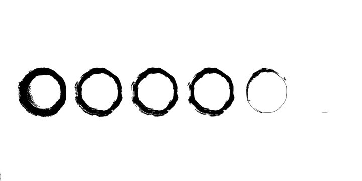 Brush Stroke Circles with Varying Ink Intensity and Texture, Abstract Design Elements Featuring Circle, Grunge, Element