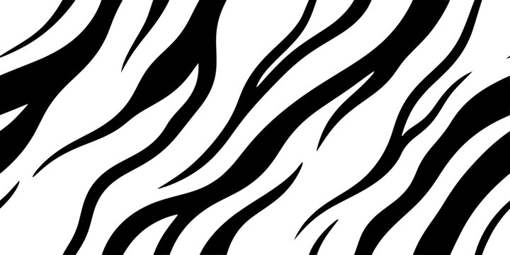 Tiger Stripes Pattern Abstract Vector Design with Flowing Bold Curves and High-Contrast Black and White Textures