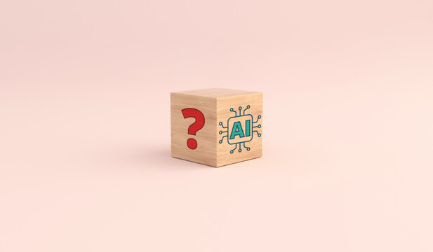 Wooden cube questioning artificial intelligence future