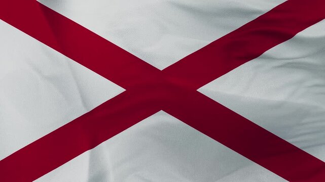 Alabama state flag fabric with red diagonal cross on white background