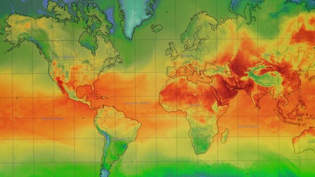 The weather forecast interface on the digital screen shows the temperature., Global warming concept
