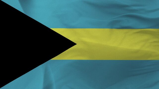 Bahamas National Flag Waving with Black Triangle and Stripes