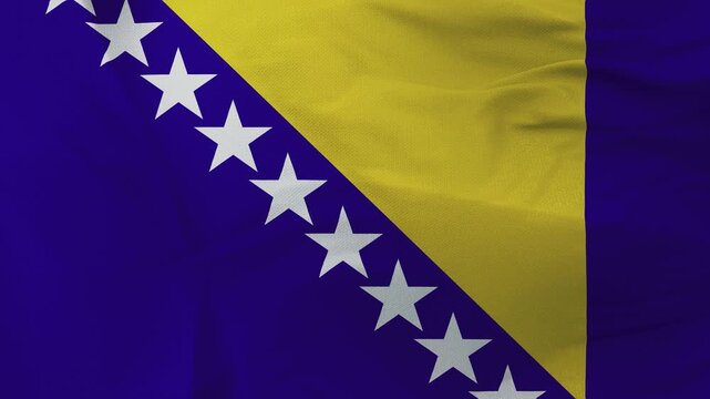 Bosnia and Herzegovina National Flag Waving with White Stars