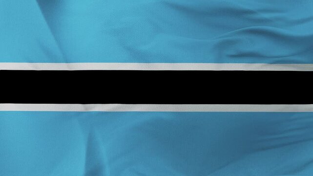 Botswana National Flag Waving with Blue Black and White Stripes