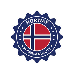 Fototapeta premium Norway Premium Quality Badge with National Flag