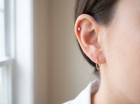 ear with stylish helix piercing jewelry