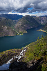 View over Åkrafjorden from the Top of Langfoss Waterfall, Western Norway © ScandinavianHiker