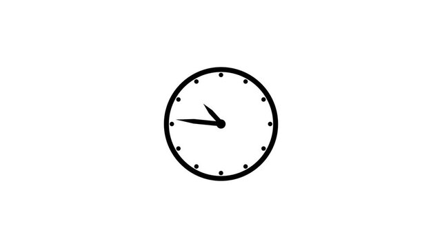  clock icon with moving arrow in 12 hour loop. Stopwatch animation 4k video white Alpha channel.