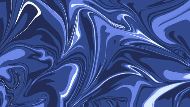 Abstract Blue Liquid Marble Background with Flowing Organic Waves
