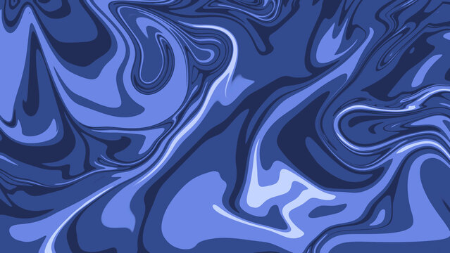 Abstract Blue Liquid Marble Background with Flowing Organic Waves
