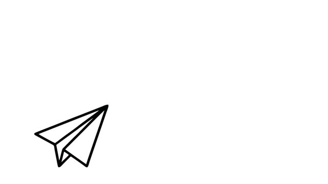Minimalist black line art illustration of a paper airplane.