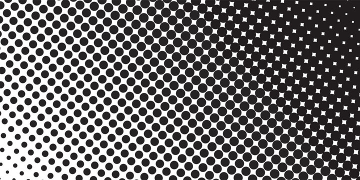 Dotted halftone diagonal texture. Fading polka dot tint gradient background. Repeating dots gradation pattern. Black vanishing comic pop art overlay backdrop. Raster effect wallpaper. Vector