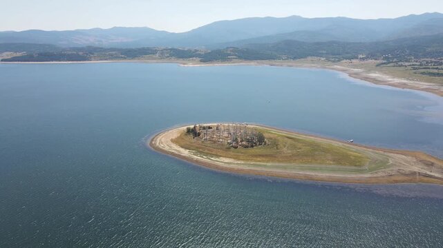 Aerial Summer view of Batak Reservoir, Pazardzhik Region, Bulgaria