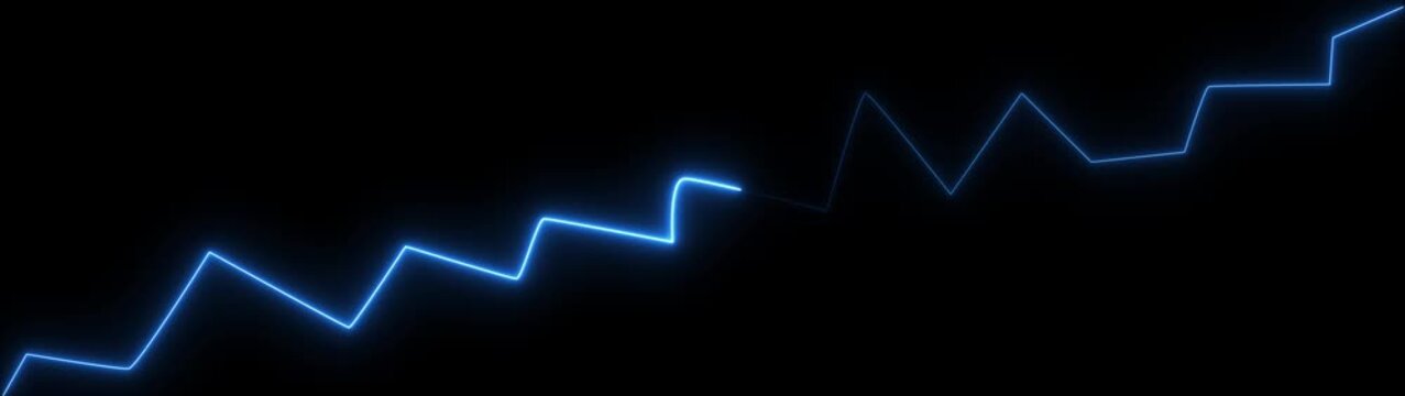 Neon blue zigzag pulse line animation on black background