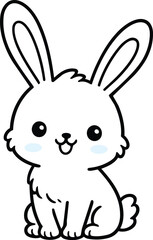Fototapeta premium Cute Kawaii Bunny Coloring Page Outline Illustration for Kids