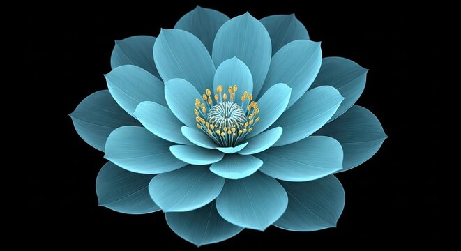 Blue lotus flower blossom on black background