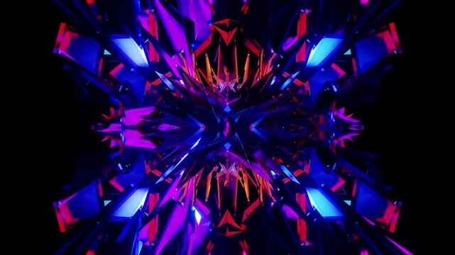 New long amazing blue with purple pink kaleidoscope VJ loop background for party