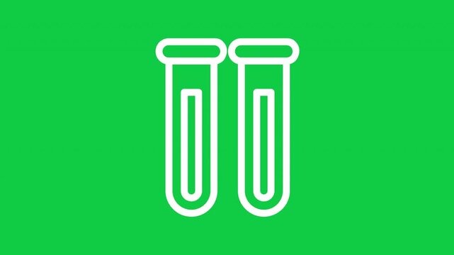 Animated laboratory test tubes outline icon on transparent background, perfect for science, chemistry, medical research, laboratory experiments, education and motion graphics.