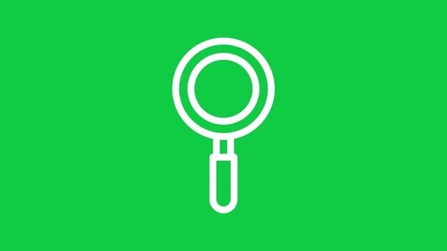 Animated magnifying glass outline icon on transparent background, ideal for search, zoom, inspection, discovery, analysis, user interface, web, mobile applications and motion graphics.