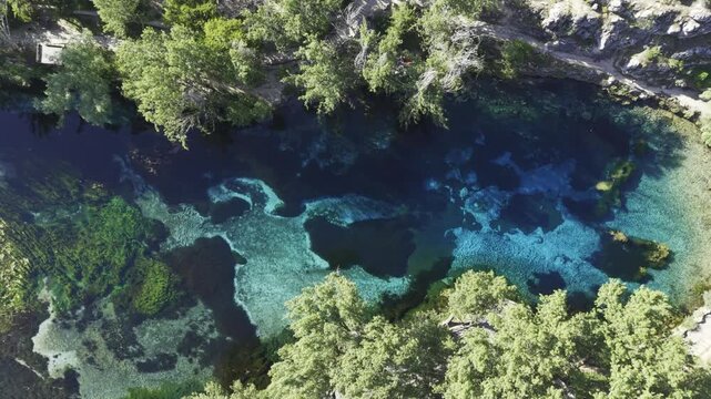 Aerial and Scenic View of Gokpinar Lake in Gurun Sivas Turkey with Crystal Clear Turquoise Water