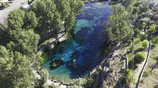 Aerial and Scenic View of Gokpinar Lake in Gurun Sivas Turkey with Crystal Clear Turquoise Water