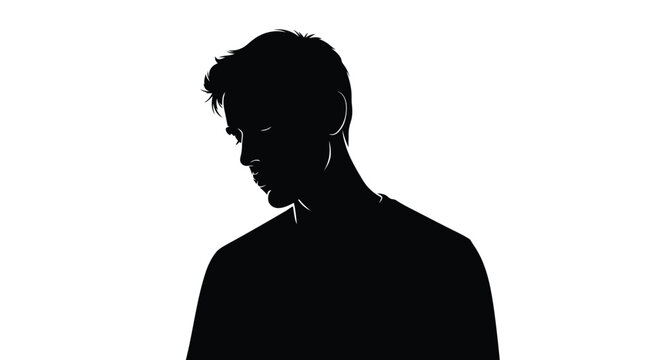 Silhouette of a Young Man with Stylish Hairdo.
