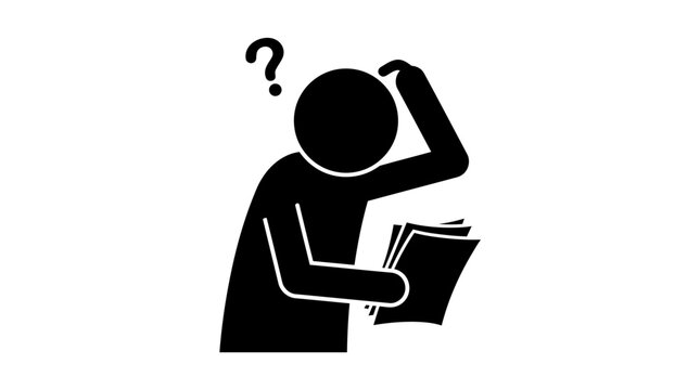 A person confused while reading documents.