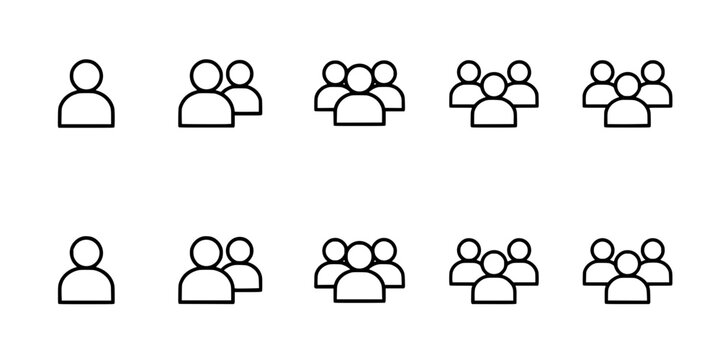 People Icons Showing Groups of Individuals in Various Sizes and Arrangements Featuring Vector, Illustration, Design