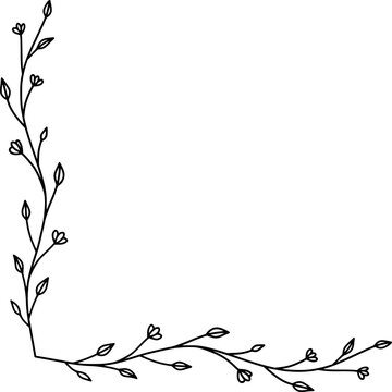 Hand-drawn botanical corner border