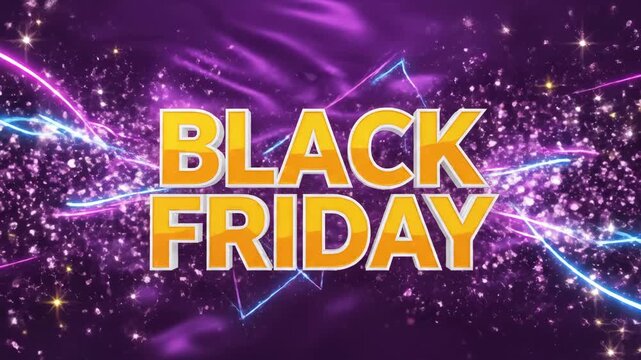 Dynamic Black Friday text with glowing effect on purple background