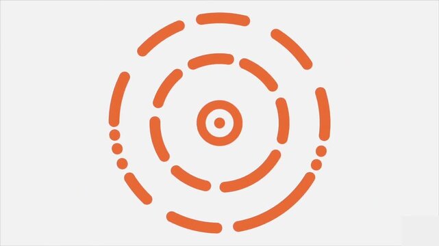 2D animated orange target concentric circle radar pulse loop for business strategy, cybersecurity alerts, and data tracking explainer videos