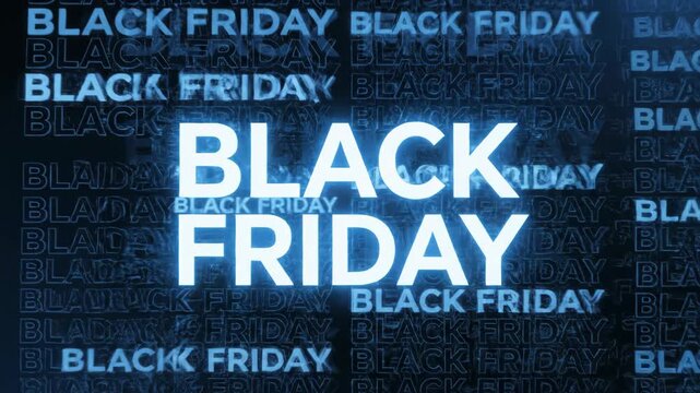 Dynamic blue neon Black Friday text background for sales promotion